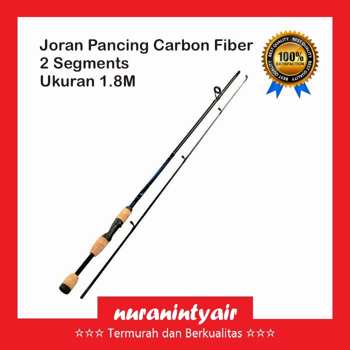 Joran Fiber Murah 180cm / 1.8M - Joran Pancing Murah Shank Gun Carbon Fiber 2 Segments