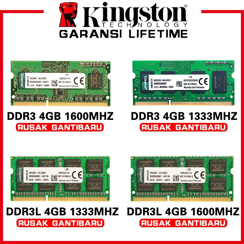 Memory Ram laptop kingston SODIMM DDR3 DDR3L 2GB 4GB 8GB  1600MHZ PC12800 1333MHZ PC10600