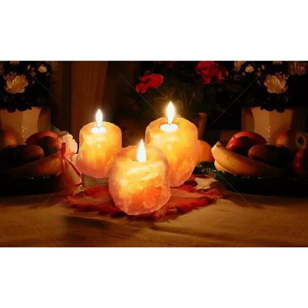 Nature Concept Natural Himalayan Salt Candle Holder Tempat Lilin Terapi Garam Himalaya