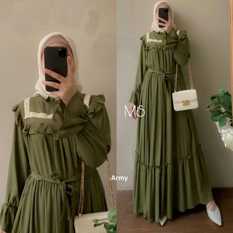 MAXY SABARAYA RENDA, MOSCREPE RENDA, GAMIS HIJAB MUSLIM, MAXY DRESS