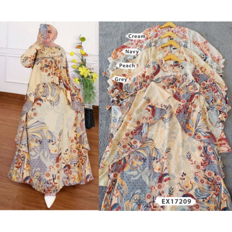 EXTU original REISHA DRESS 17290 maxi dress bahan prada crepe