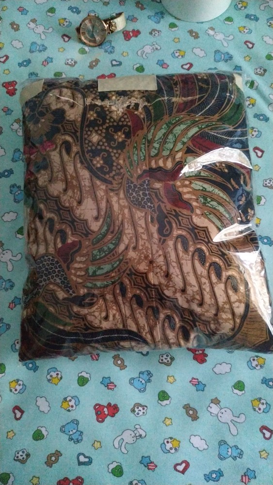 Kemeja Batik Pria Lengan Panjang Kawung Peksi Merah Full Furing Seragam Kantor Premium Modern Trendy