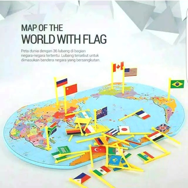 

❤BISA COD❤ Mainan Anak Peta Bendera Negara Dunia MAP FLAG KNOWLEDGE OF THE WORLD