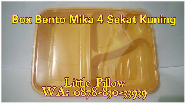 (ISI 25PCS) Mika Bento 4 Sekat Kuning/ Box Bento/ Mika Lunch Box/ Tray Bento
