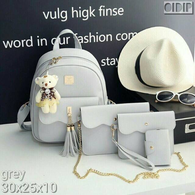 Tas ransel murah fashion wanita 4in1 lonceng