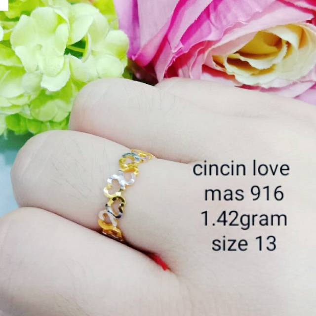 Cincin Emas Kombinasi Love singapore 916 berat 1.43gr