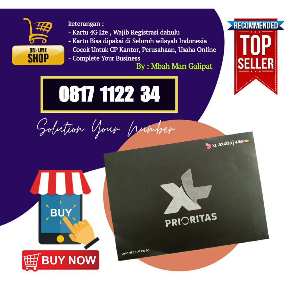 Nomor Cantik XL 10 digit 0817 1122 34 Pascabayar