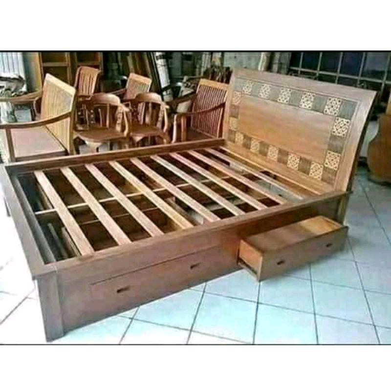 Dipan minimalis laci kayu jati / dipan kayu jati terlaris