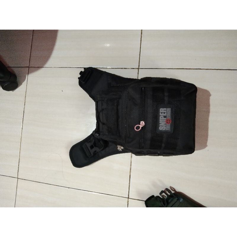 Tas Pria Tactical Military Hitam Polos TAC5501 Tas Selempang Pinggang Paha Militer