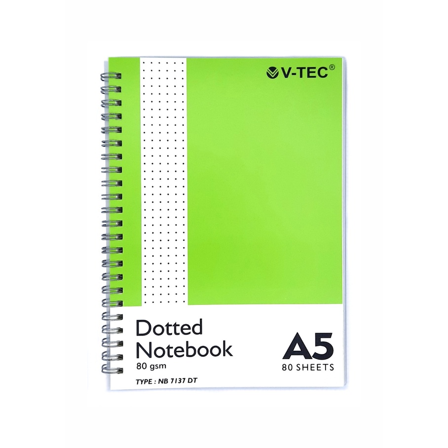 Dotted Notebook A5 - Notebook Spiral A5 V-Tec - Buku Spiral Dotted 7137 DT Cover Tebal