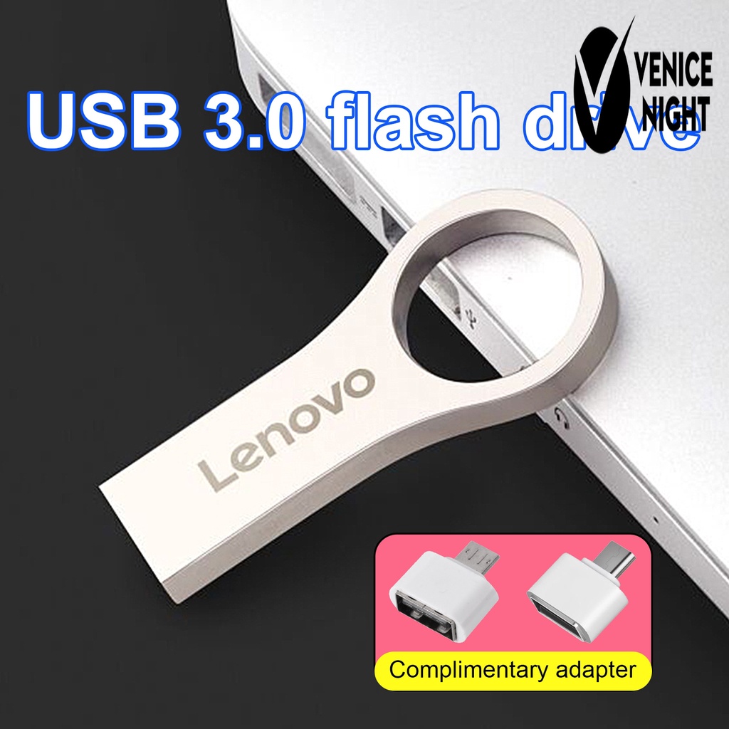 (SF) Lenovo R100 U Disk 4GB / 8GB / 16GB / 32GB / 64GB / 128GB USB 3.0 Tahan Air Warna Silver