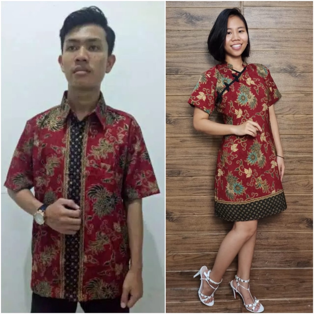 SB Collection Couple Midi Dress Anita Cheongsham Dan Kemeja Batik Pria