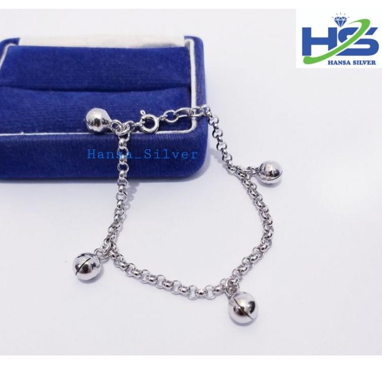 (MENARIK) GELANG KAKI BAYI ANAK PERAK SILVER ASLI 925 LAPIS EMAS PUTIH