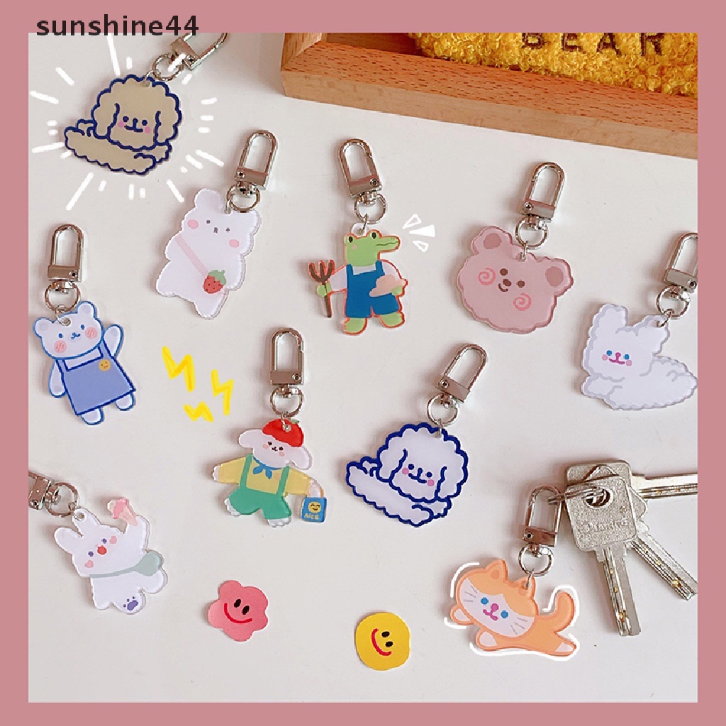 Sunshine Gantungan Kunci Bentuk Hati / Beruang / Anjing / Kucing Lucu Gaya Korea Charms