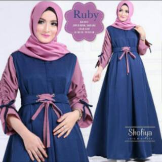 Dress Ruby Syari | Gamis Murah | Dress Ruby Navy