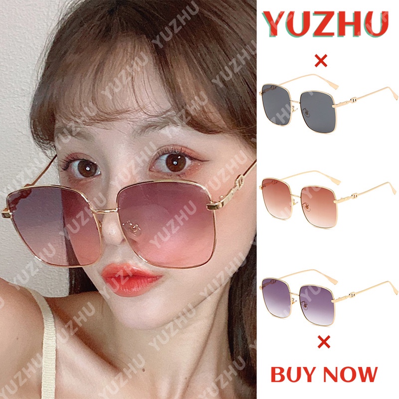 （YUZHU）COD Fashion Baru Bingkai Logam Kacamata Perlindungan UV Kacamata Fashion Korea Warna Gradien untuk Wanita