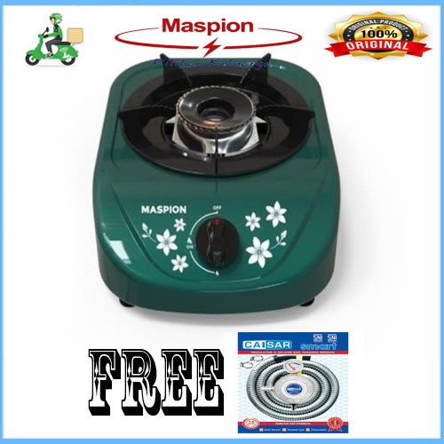 PAKET Maspion Kompor Gas 1 Tungku MKG 101 DCSF – Hijau FREE SELANG REGULATOR PROMO