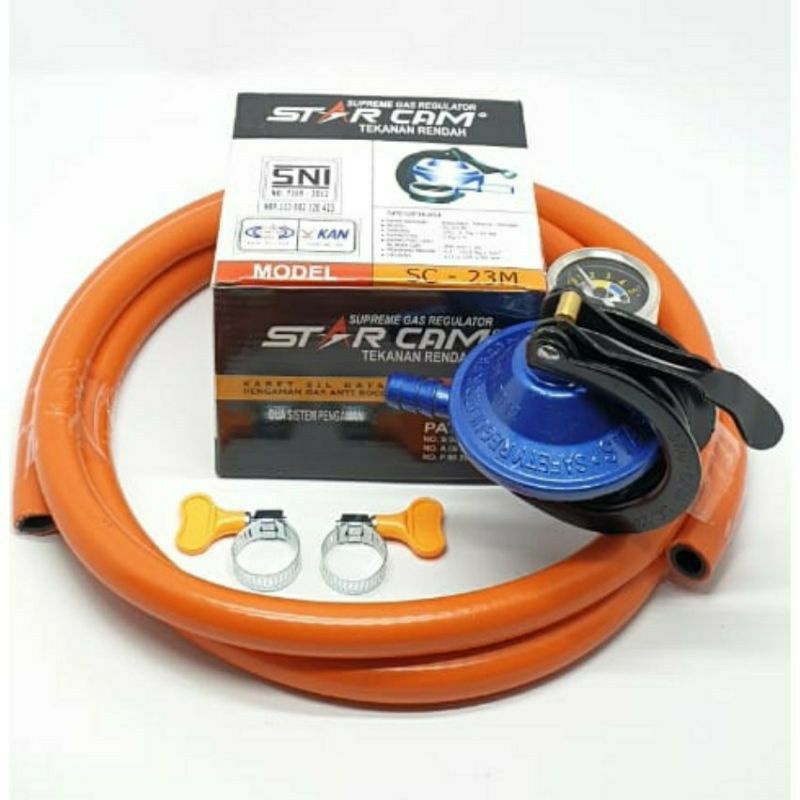 REGULATOR KOMPOR GAS STARCAM SC-T12RMETER+SELANG 2 LAPIS+KLEAM 2 BIJI