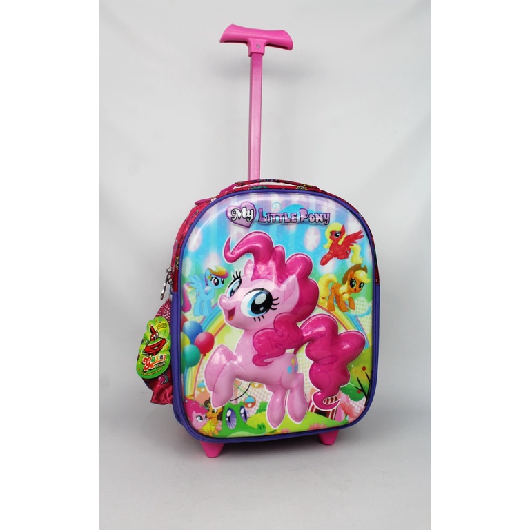 Tas Troli Anak Perempuan Tas Troli Anak Import Tas Troli Anak Sekolah SD Tas Troli Anak Reboner Tas 3D Timbul Koper Ransel Anak Sekolah Gambar Frozen Little Pony Tas Troli Dorong Tas roda anak