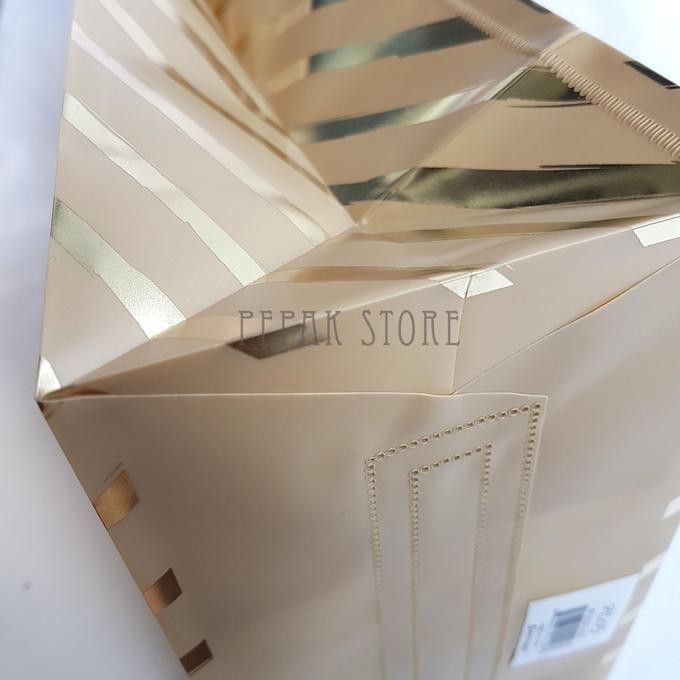 

Goody Bag | Paper Bag | Tas Kertas Krem Strip Emas