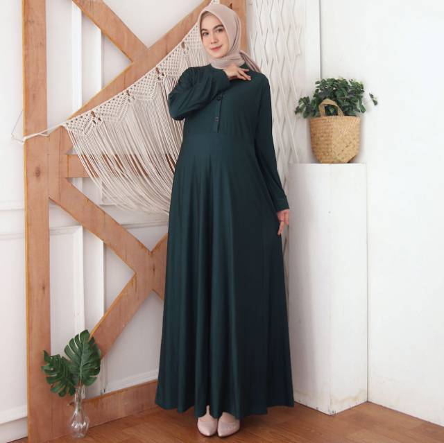 Baju Gamis Wanita Terbaru Gamis Calvin Jeans Polos Busui 8375-1