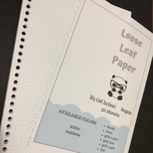 Kertas binder B5 loose leaf 80gsm putih polos grid dot garis