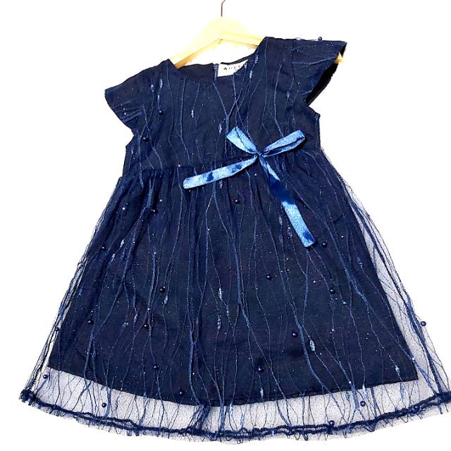 Dress Akar Mutiara - Gaun pesta anak import tile glitter (full furing) 1-5th | gaun anak perempuan |