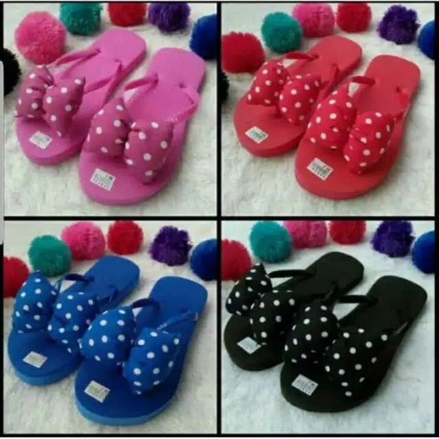 Sandal japit variasi Polkadot new