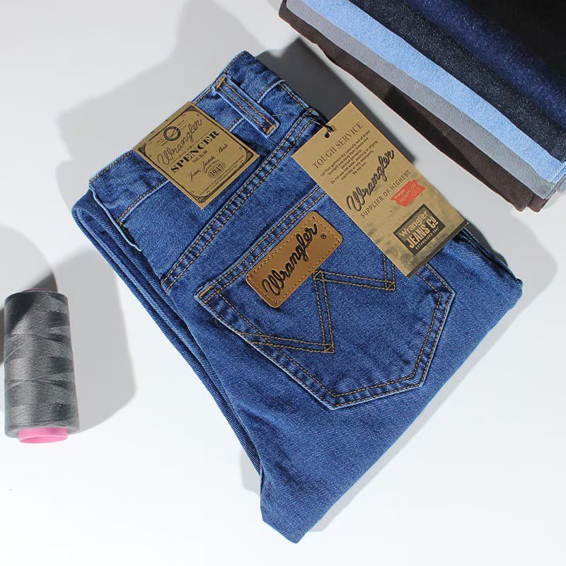 CELANA JEANS STANDART WRANGLER - CELANA KERJA JEANS - CELANA PRIA STRAIGHT FIT JEANS HITAM 03