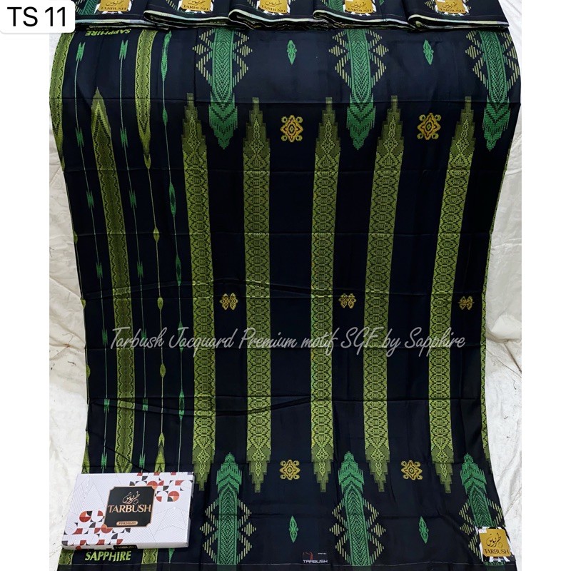 Sarung Tarbush Jacquard Hitam-  Songket Premium by Sapphire motif BHS SGF Khusus Hitam