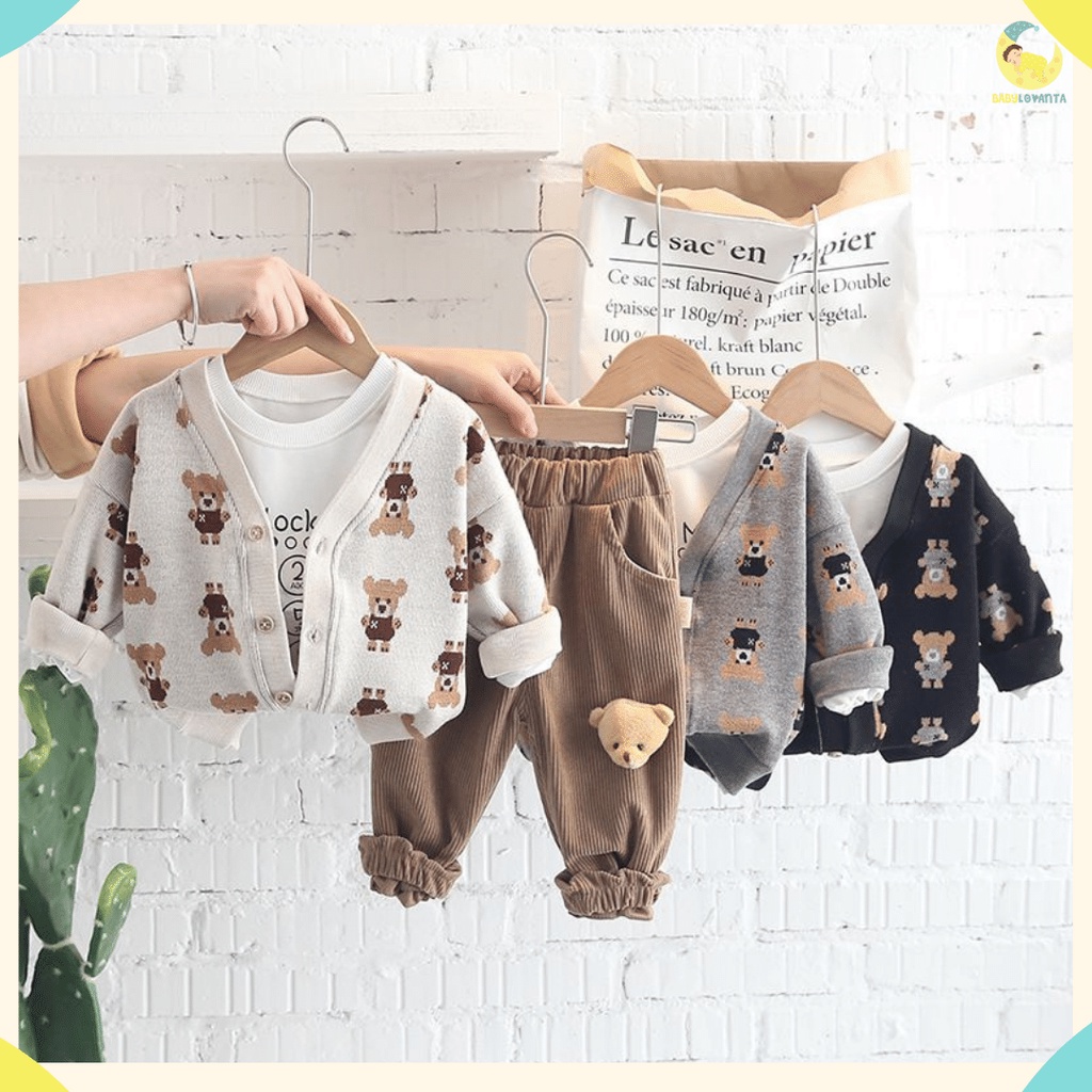 [COD] Baju baby impor premium MOTIF 3DBEAR  baju baby lucu 0-5 tahun/Babylovanta