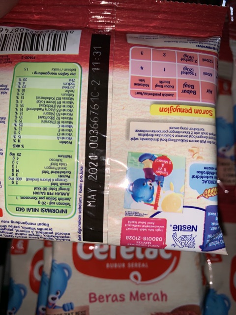 Nestle Cerelac Beras Merah 20gr renceng isi 8 sachet x 20 gram bubur bayi