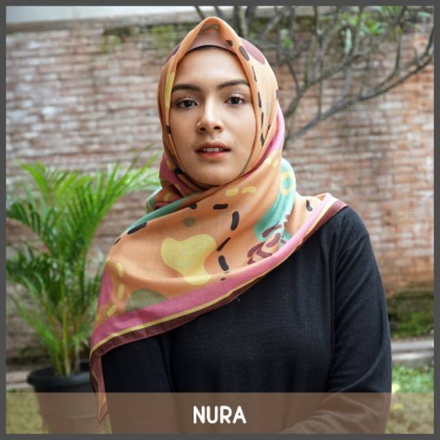 Hijab Voal Printing / Hijab Segiempat Murah / Hijab Motif Nura By Zaneva