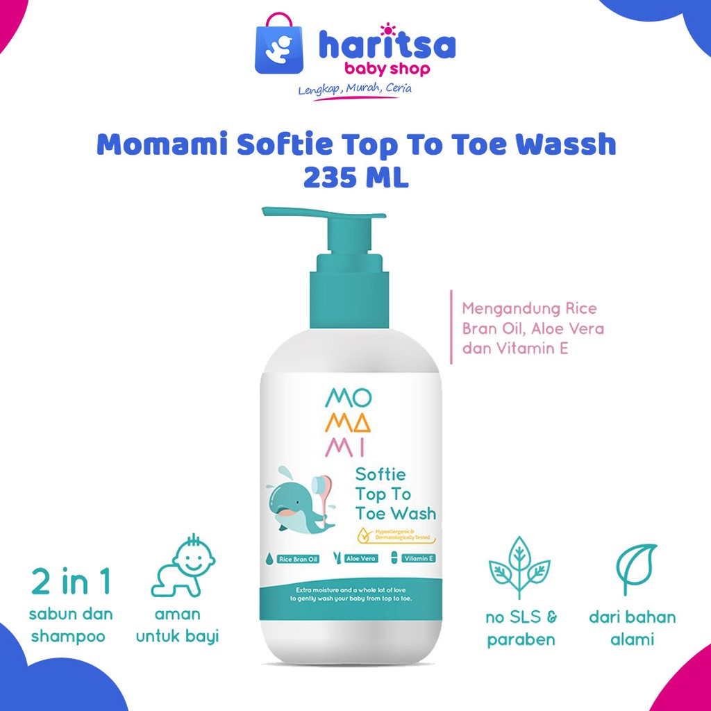 Momami Softie Top To Toe Wassh 235 ML / Sabun Dan Shampoo Bayi