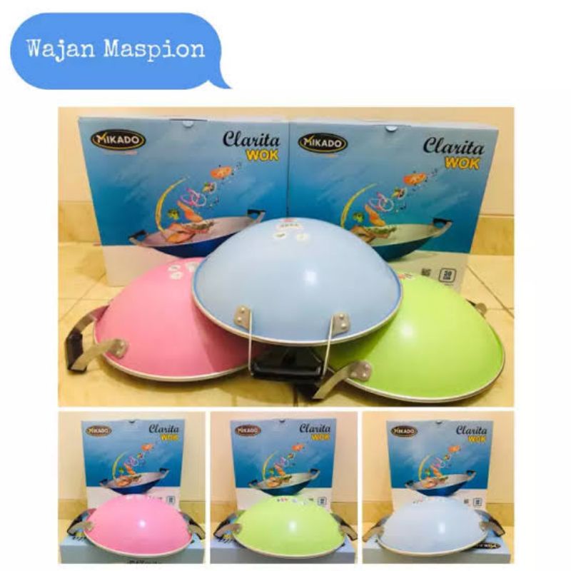 wajan clarita wok maspion mikado 30cm 33 cm 35cm / penggorengan clarita alcor  almunium anodizeb/ wajan warna pastel