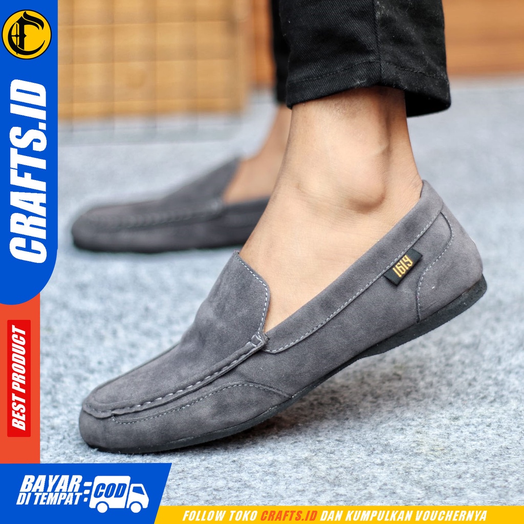 Sepatu Casual Pria  Sepatu Slip On Pria Kulit Suede Kerja Kantor Kuliah Kondangan Sepatu Slop Pria Sepatu Hitam Pria CRAFTS MORD