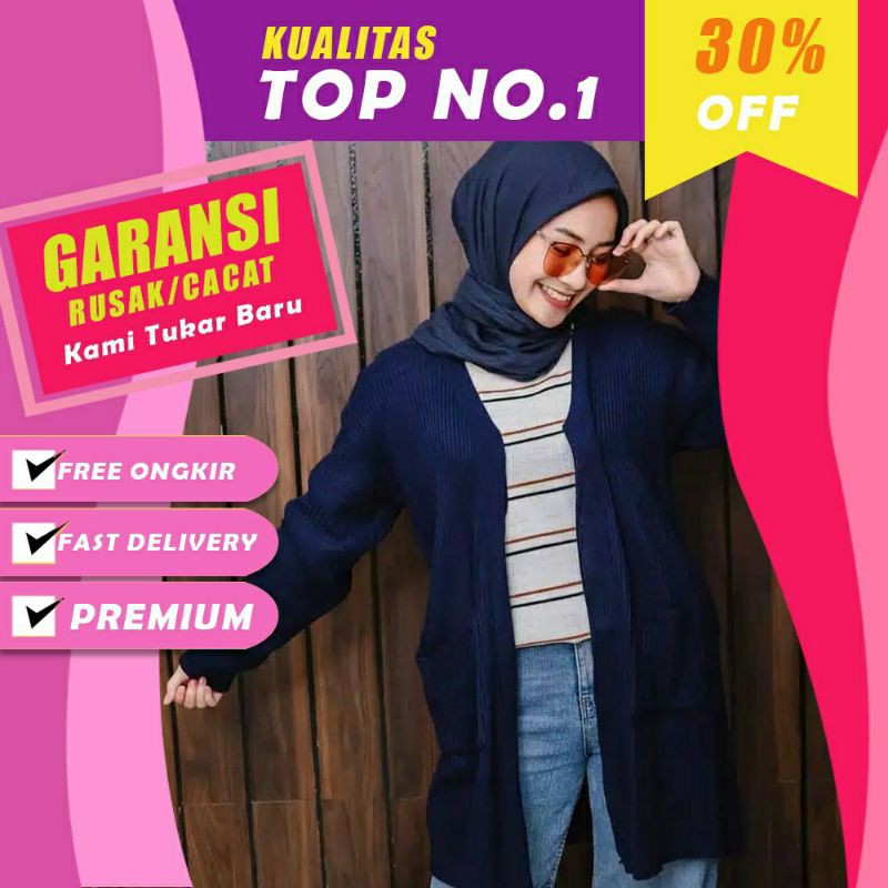 Cardigan Wanita Rajut Halus Long Cardigan BELLE OVERSIZE