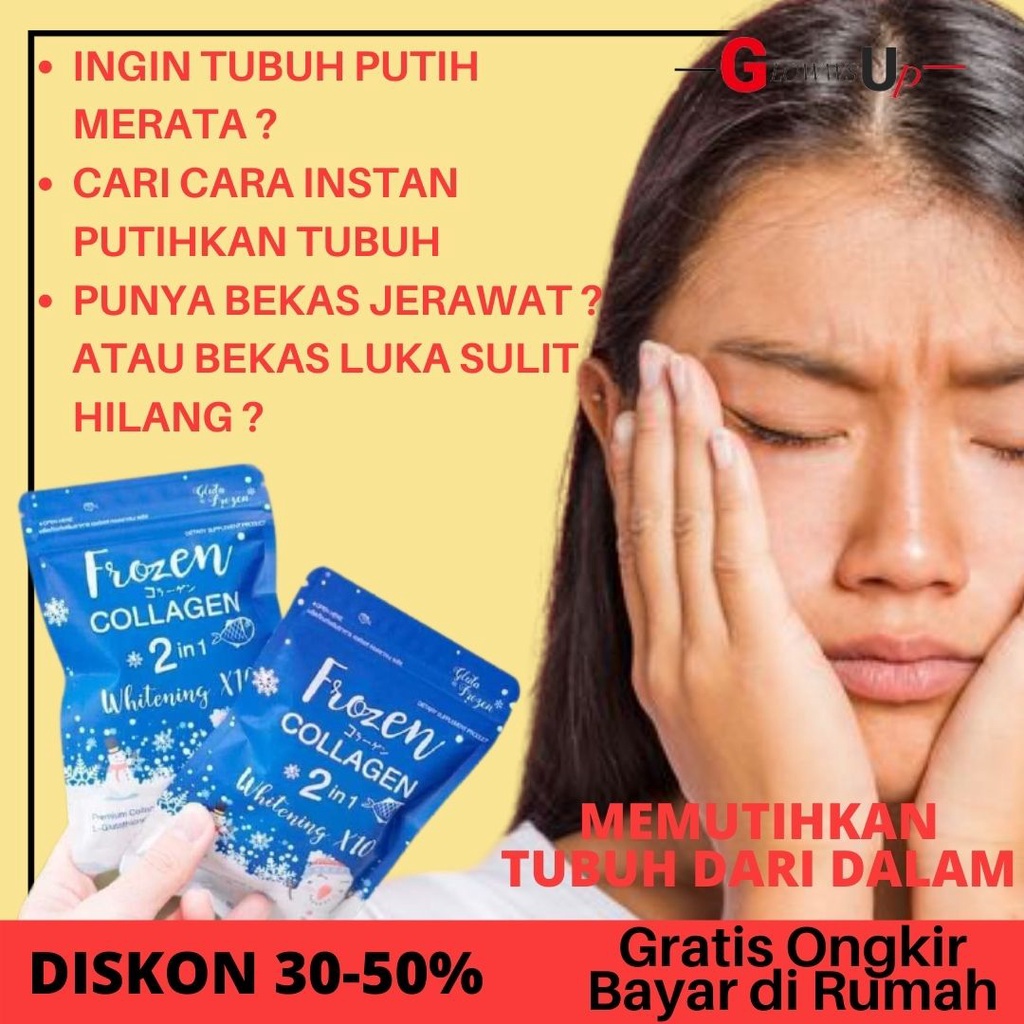 COLLAGEN BUBUK PEMUTIH TUBUH FROZEN COLLAGEN 2IN1 POWDER DRINK - COLLAGEN PENYEMBUH JERAWAT