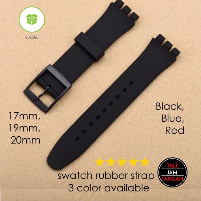 Swatch Rubber Strap Tali Jam Tangan Swatch Karet Elastis Murah - Hitam