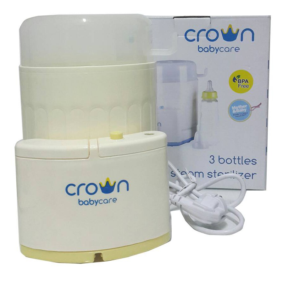 Crown 3 Bottles Electric Steam Sterilizer / Steriliser CR168 - Mesin Steril 3 Botol Susu Bayi