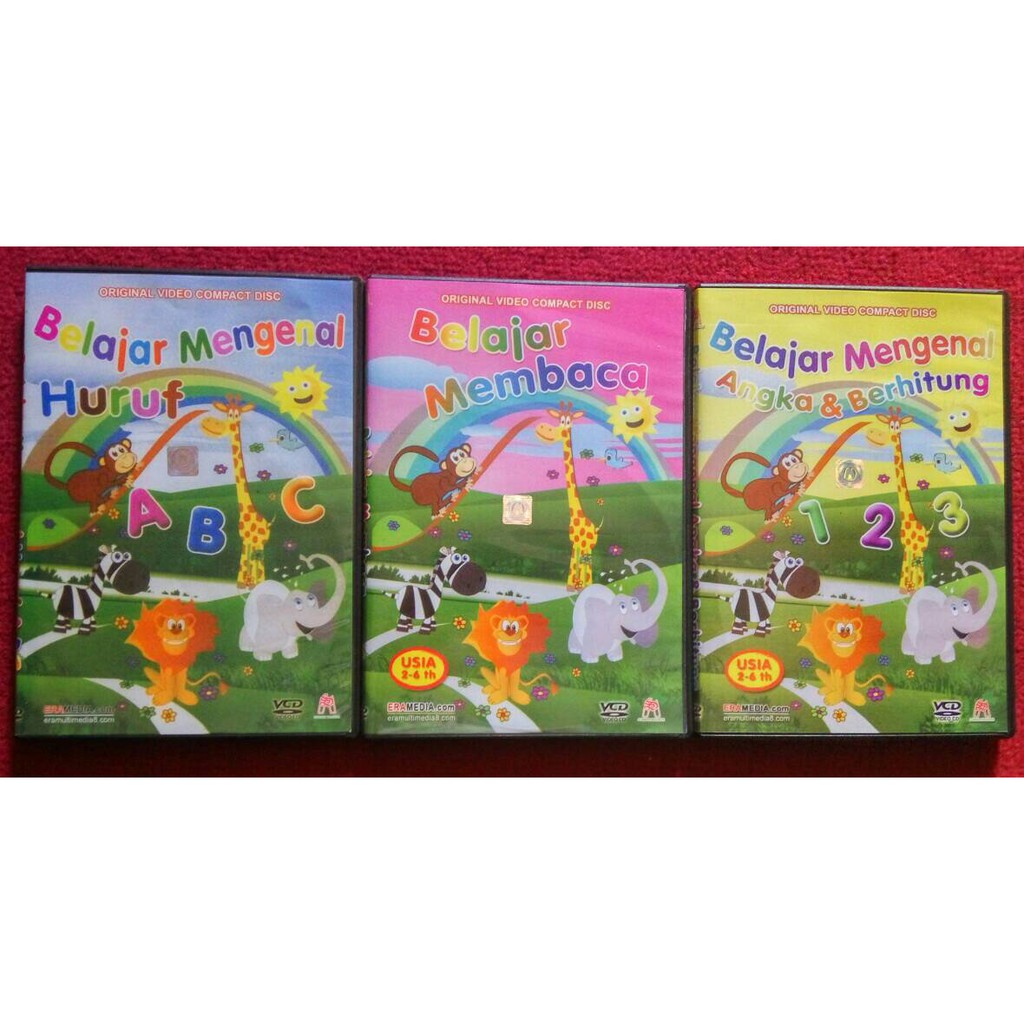 VCD PAKET BELAJAR MENGENAL ANGKA, HURUF DAN MEMBACA