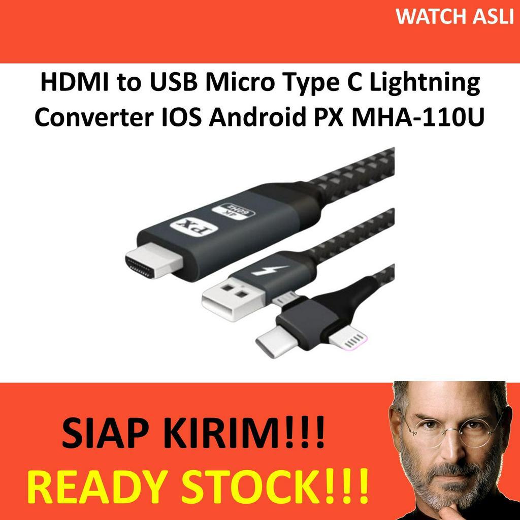 HDMI to USB Micro Type C Lightning Converter IOS Android PX MHA-110U