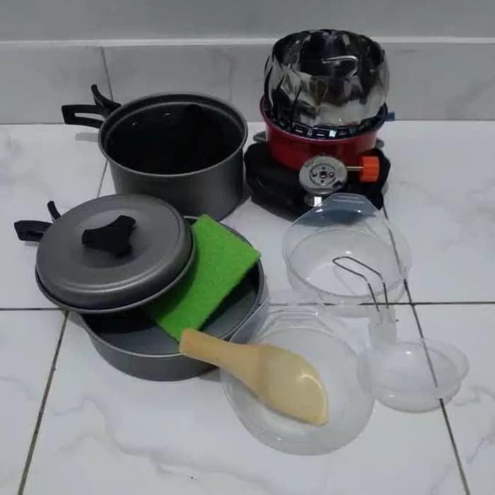 Kompor Portable Windproof &amp; Cooking set 3 Orang  DS-200 DS200 Anti Angin SY200 SY-200