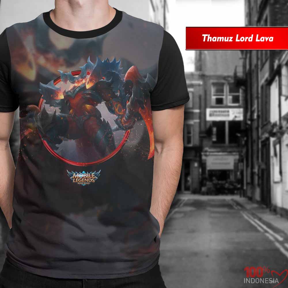 Kaos Print 3D Mobile Legend Limited Thamuz Lord Lava  Distro Kaos Print