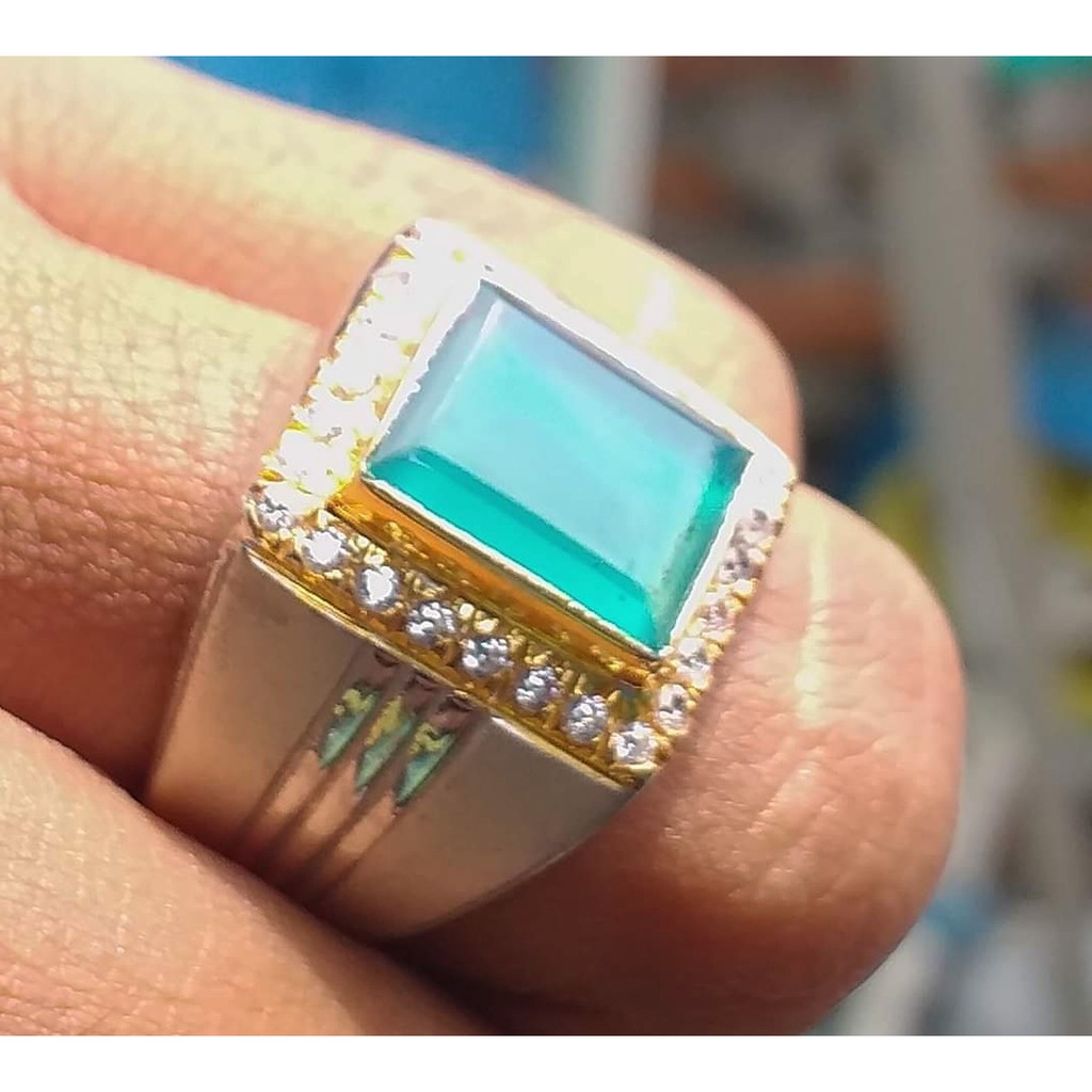 BACAN PALAMEA batu akik natural bacan palamea super kristal size 11mm Ring Perak