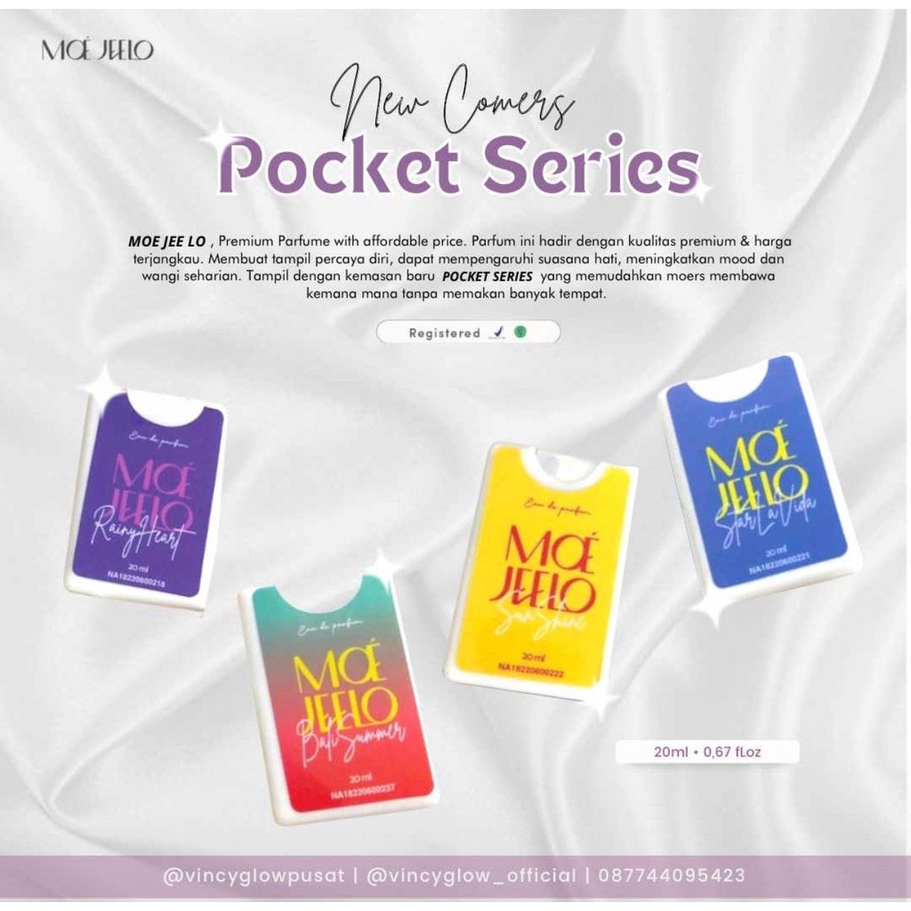 Moe Jeelo Parfume Pocket 20ml Kemasan Baru Pocket / Ukuran Travel size / Wangi Tahan Lama / grosir_s