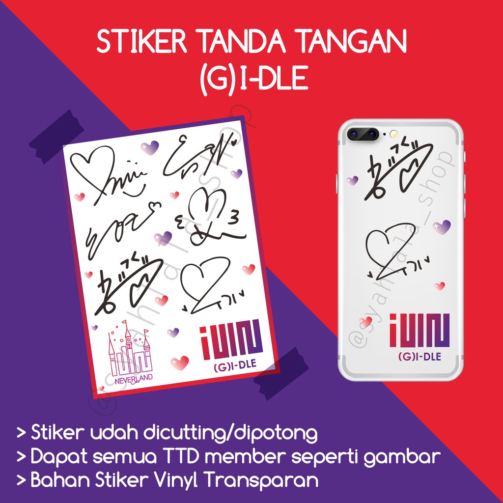 STIKER TANDA TANGAN G-IDLE TTD KPOP GIDLE