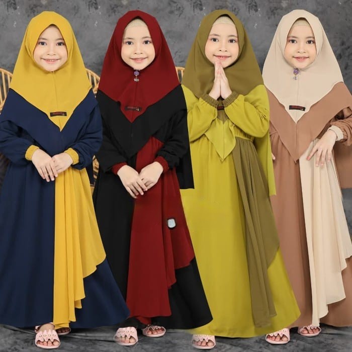 Asyifa Dress Syari / Gamis anak model terbaru / Gamis ngaji / Gamis Muslim kekinian