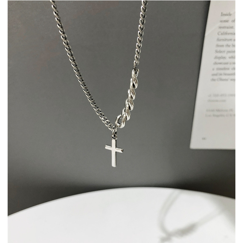 Korean  IG retro cross wild necklace sweater chain