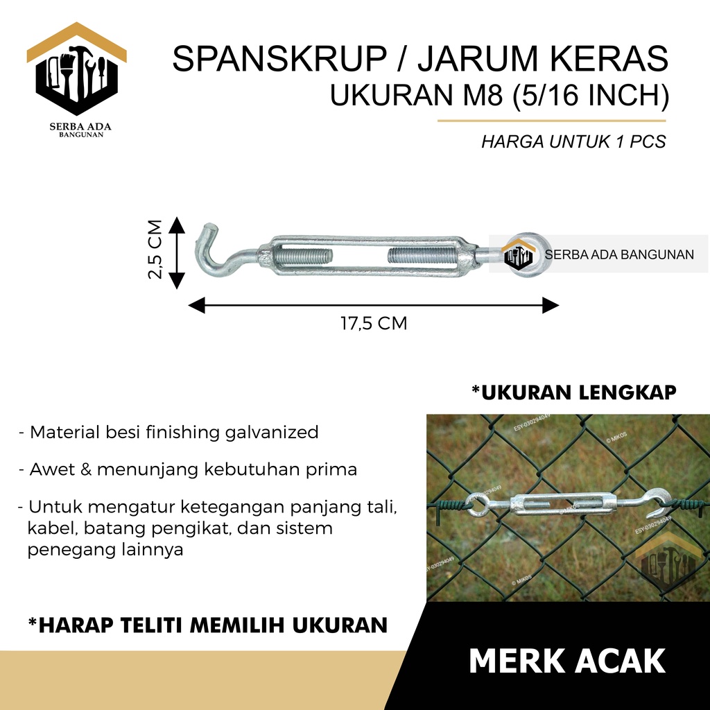 Span skrup spanskrup / jarum keras M6 M8 M10 M12 M16